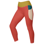 DOTTY - ROT + CREME - LEGGINGS MIT TASCHEN 