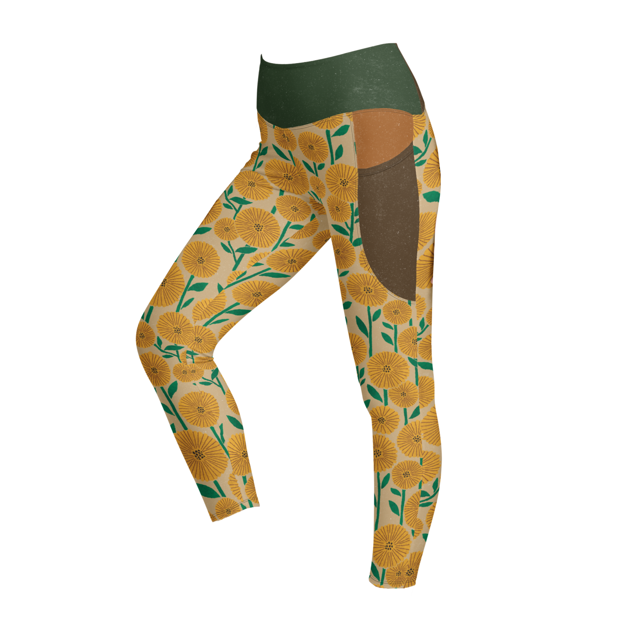 FLOWER POP TAN - Leggings mit Taschen 