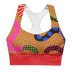 Funky geometric pattern print sport bra - Hipster Maximalist design for gym workout fitness outfit