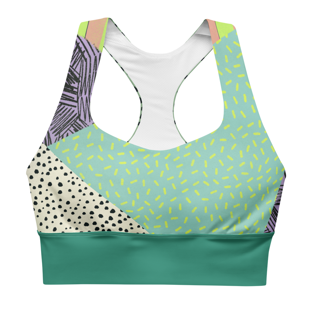 Geometric pastel colored sport bra - Hipster avant garde style gym workout outfit comfort bra