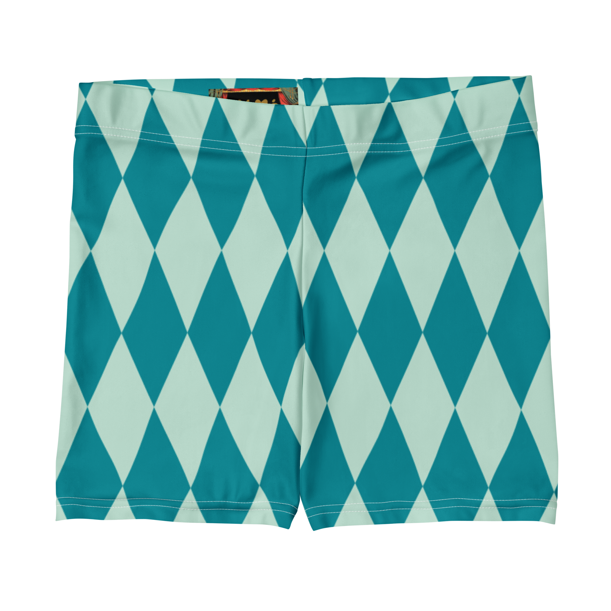 studio-yeye-harlequin-diamond-bike-shorts-teal-front