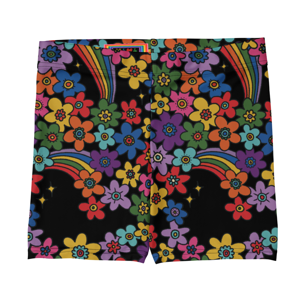 RAINBOW RETRO BLOOM Bike Shorts - 60s Floral
