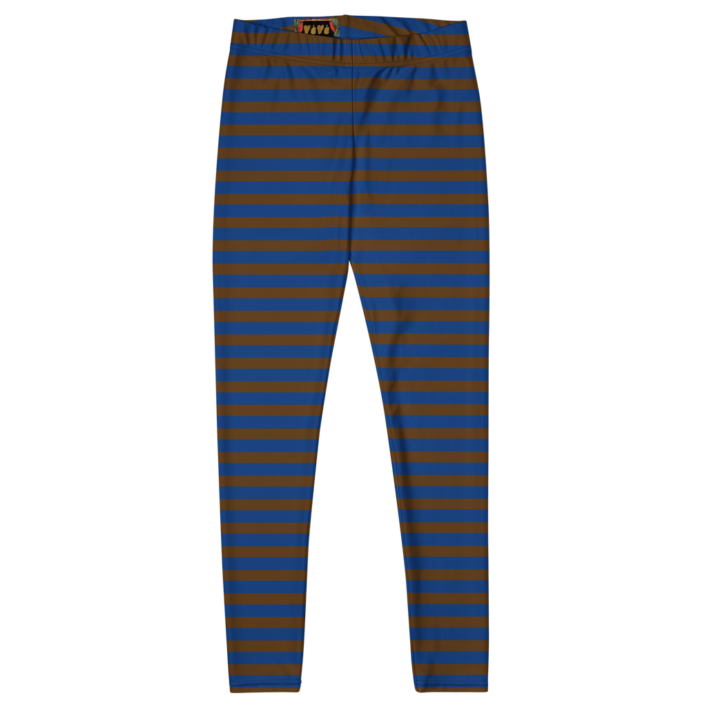 Brown and navy horizontal stripe leggings by YéYé