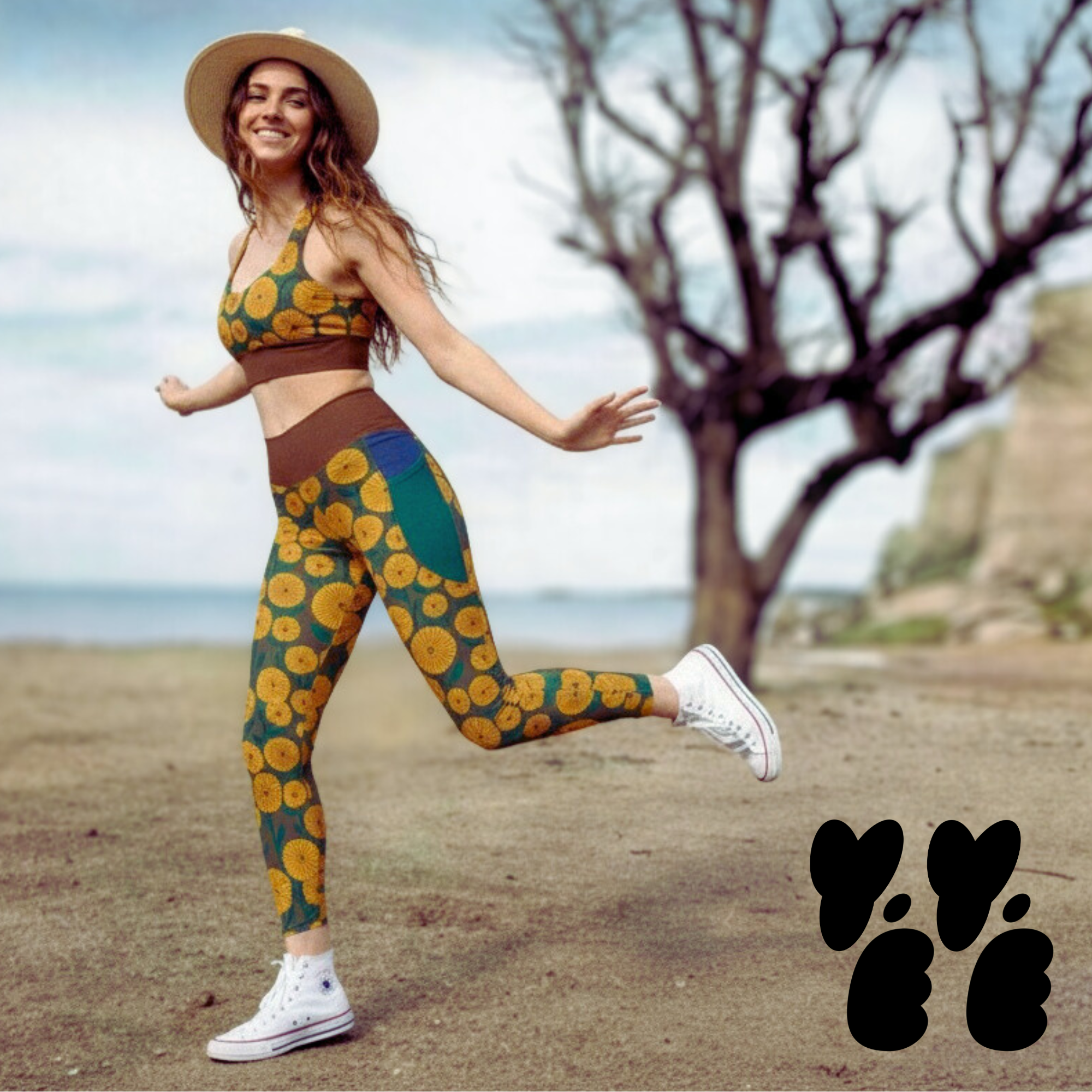 FLOWER POP Pocket Leggings - GREEN