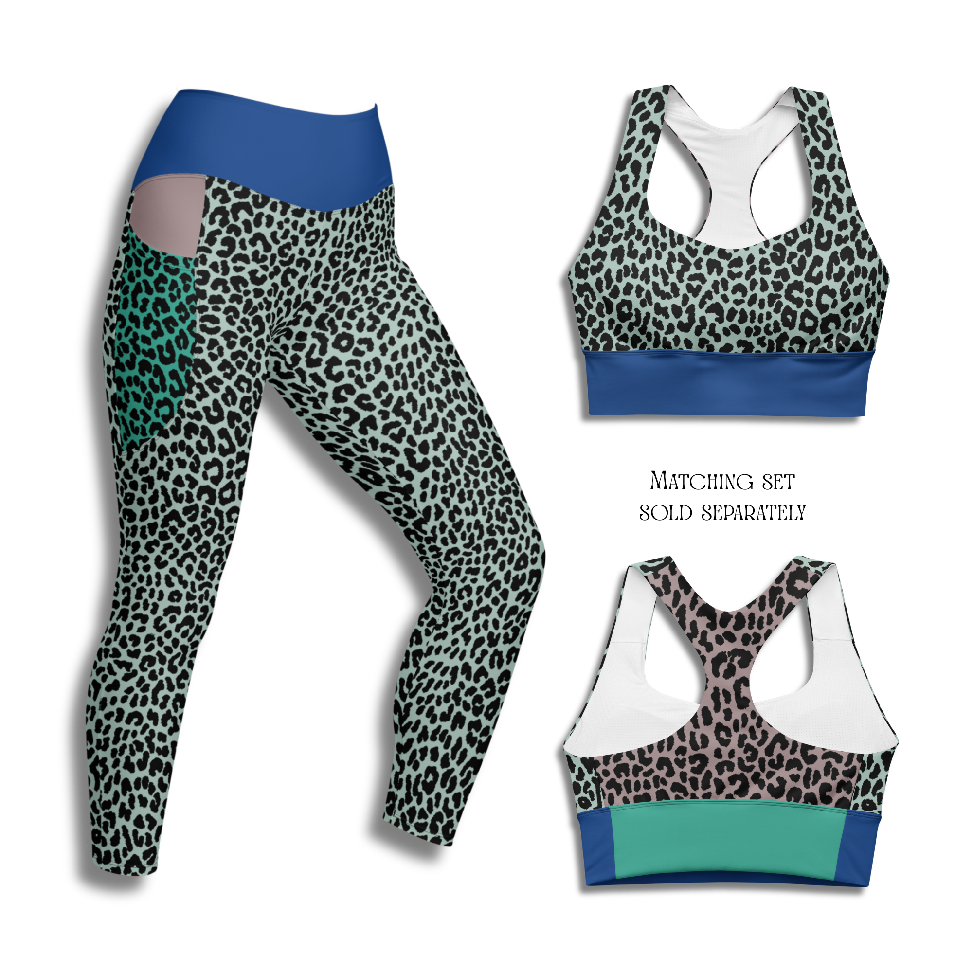 LEOPARD LOVER Wireless Sport Bra - MINT BLUE