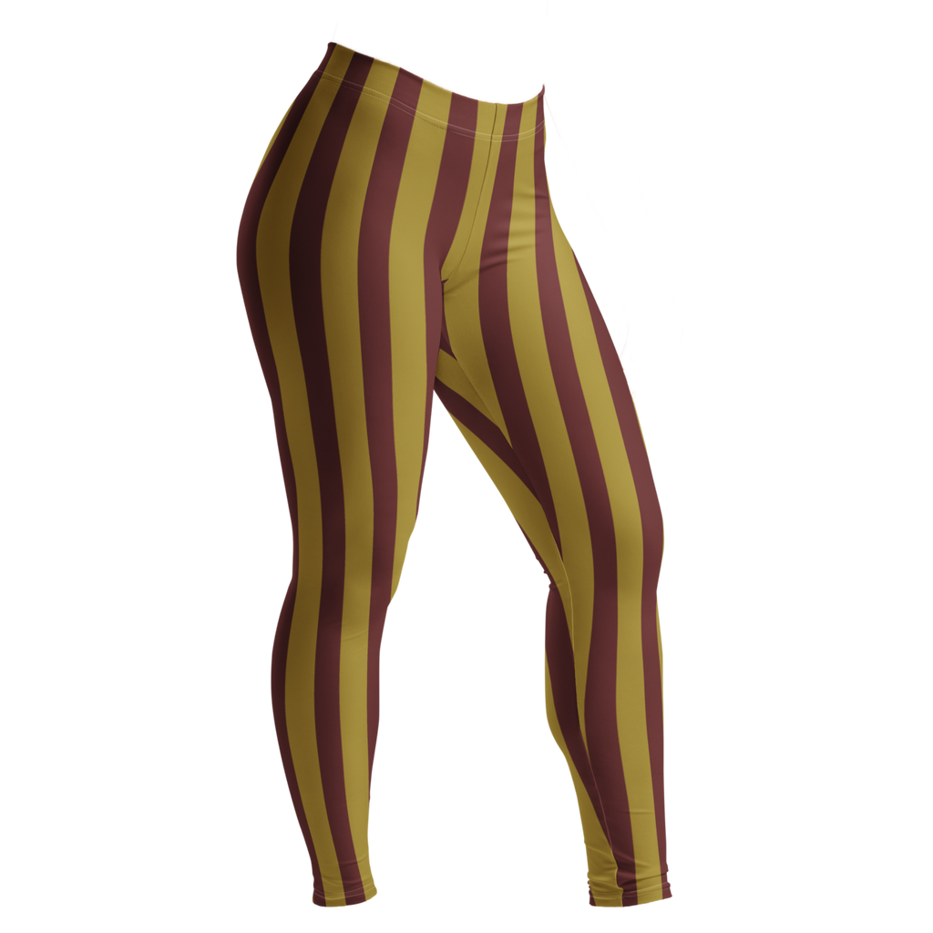 Circus Circus leggings in burgundy and gold vertical stripes by Studio YéYé