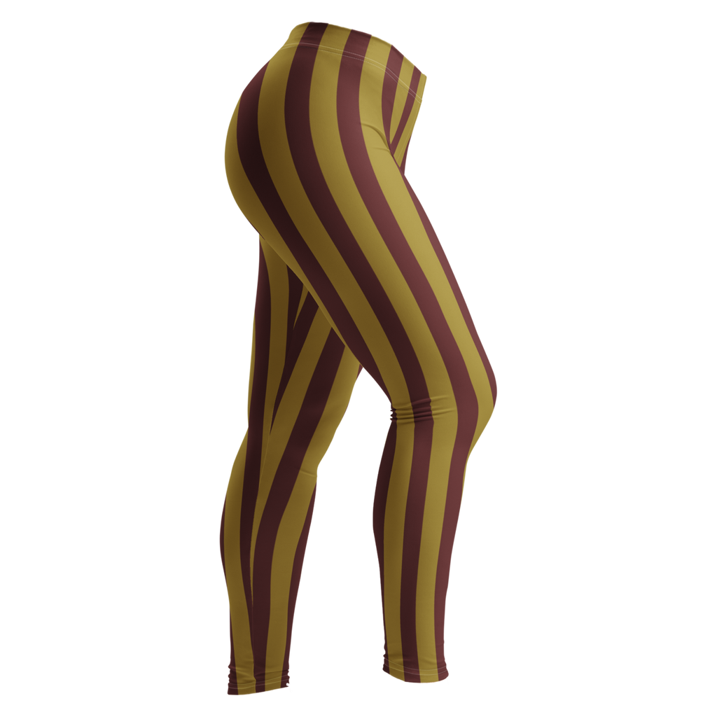 Circus Circus leggings in burgundy and gold vertical stripes by Studio YéYé