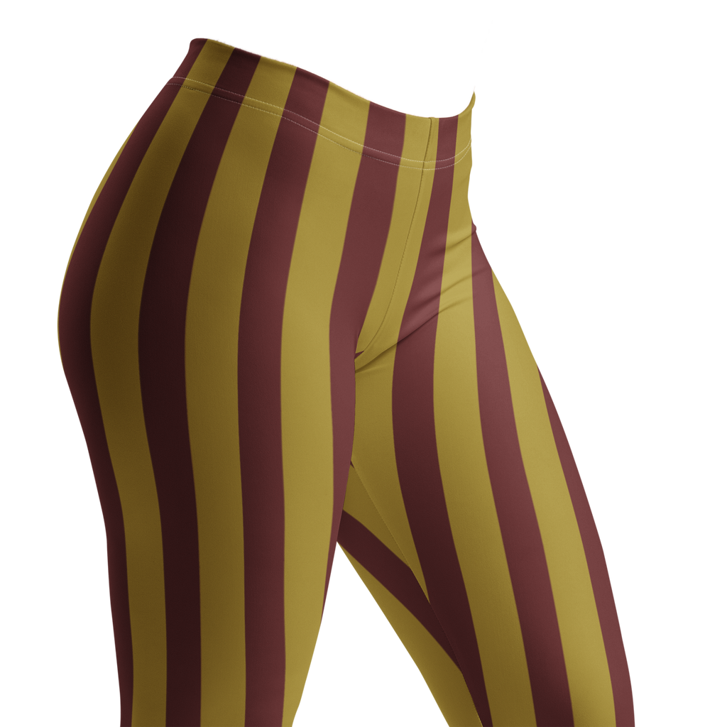 Circus Circus leggings in burgundy and gold vertical stripes by Studio YéYé