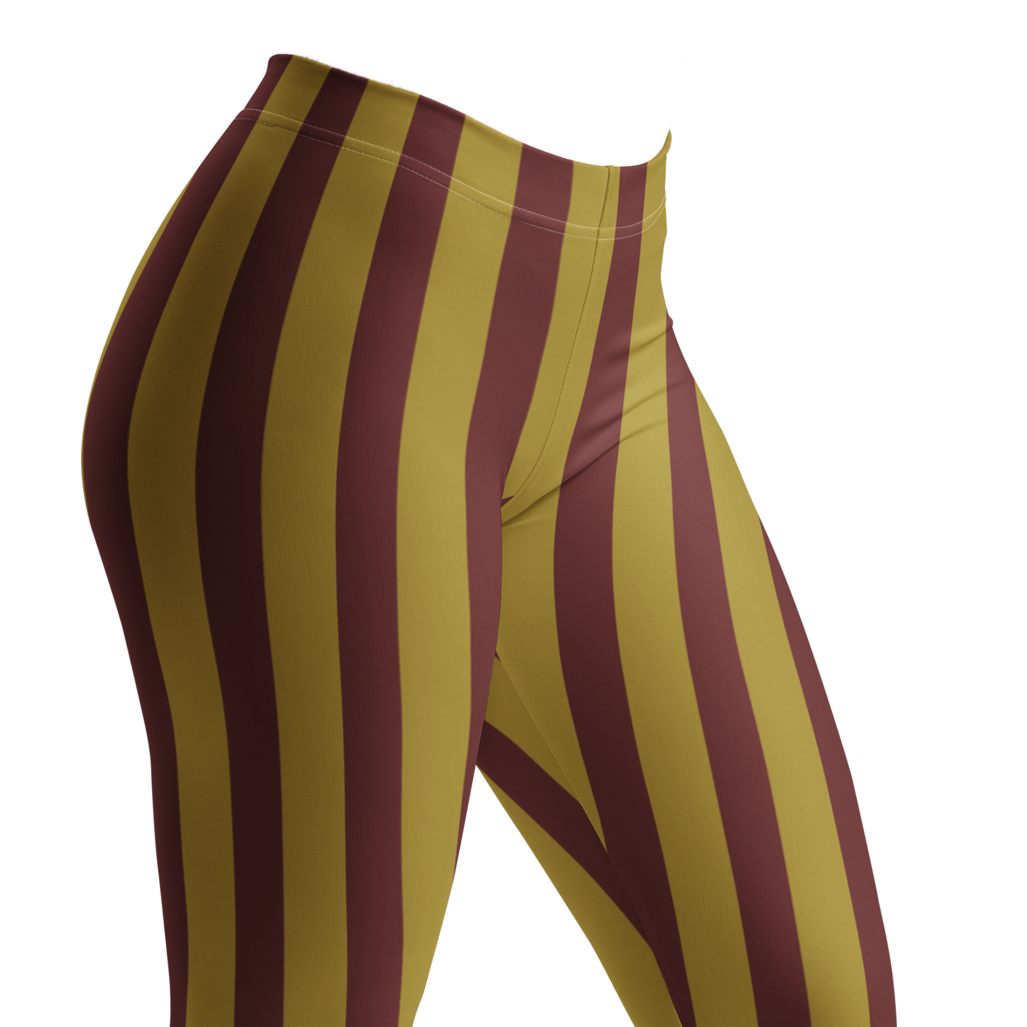 Circus Circus leggings in burgundy and gold vertical stripes by Studio YéYé