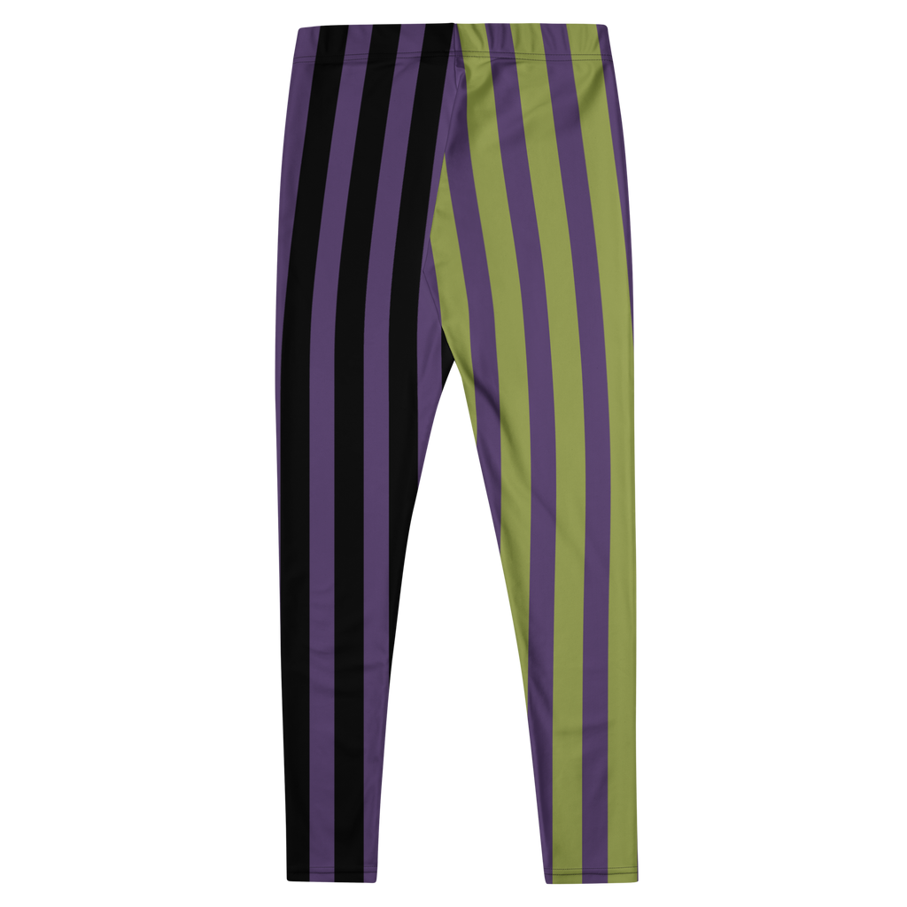 studio-yeye-circus-stripe-leggings-halloween-purple-acidgreen-black tights - flat back