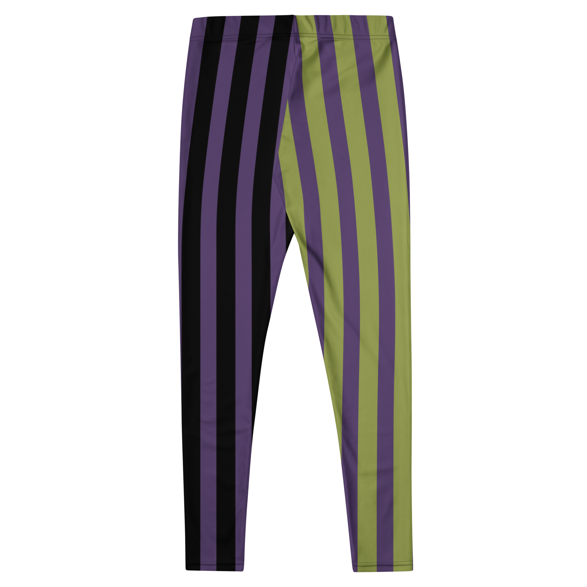 studio-yeye-circus-stripe-leggings-halloween-purple-acidgreen-black tights - flat back