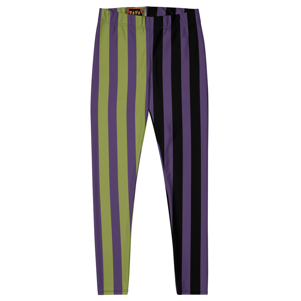 studio-yeye-circus-stripe-leggings-halloween-purple-acidgreen-black tights - flat front
