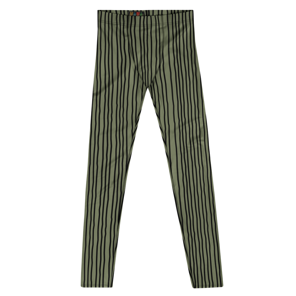 studio-yeye-doodle-stripe-mens-leggings-olive-green-black-front