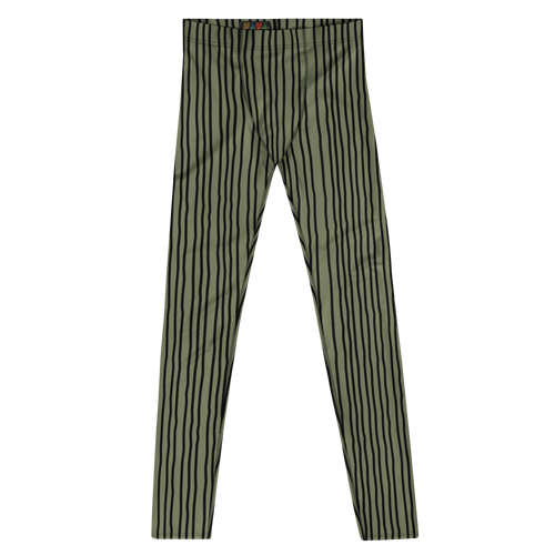 studio-yeye-doodle-stripe-mens-leggings-olive-green-black-front