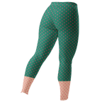 Two-tone teal green and pastel pink polka dot leggings by YéYé