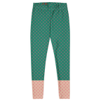 Two-tone teal green and pastel pink polka dot leggings by YéYé