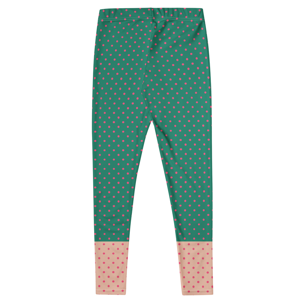 Two-tone teal green and pastel pink polka dot leggings by YéYé