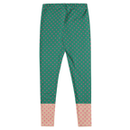 Two-tone teal green and pastel pink polka dot leggings by YéYé