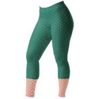 Two-tone teal green and pastel pink polka dot leggings by YéYé