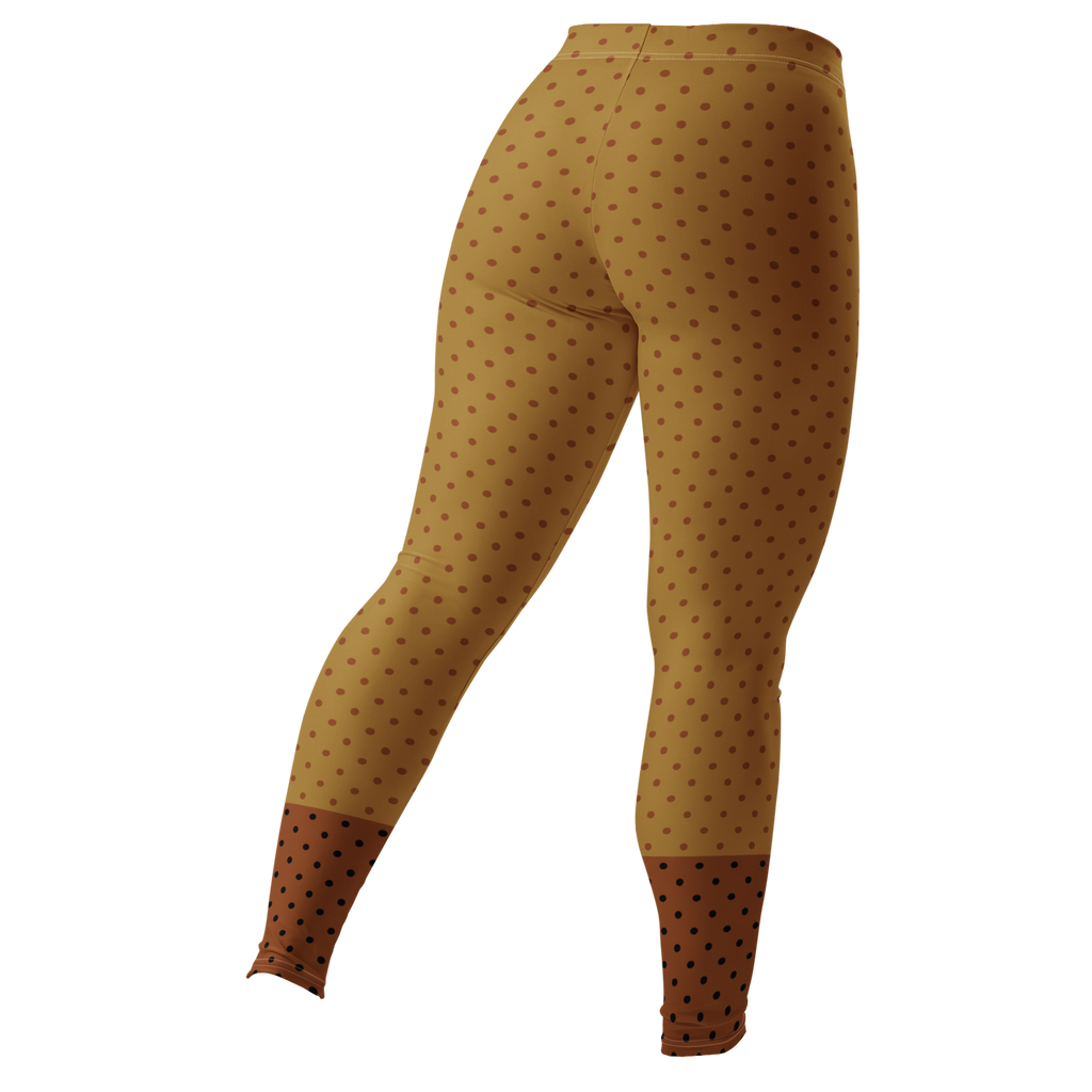 Two-tone mustard and brown polka dot leggings by YéYé