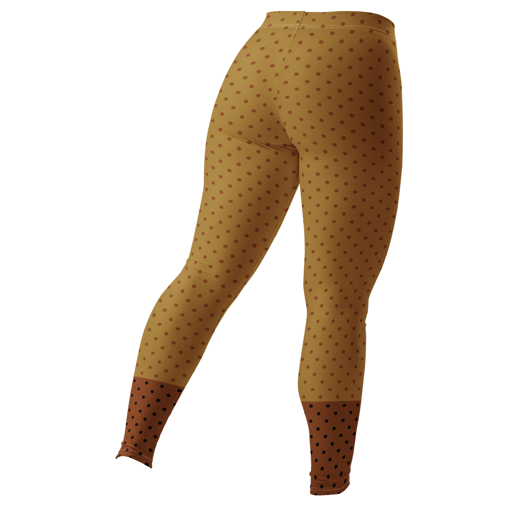 Two-tone mustard and brown polka dot leggings by YéYé