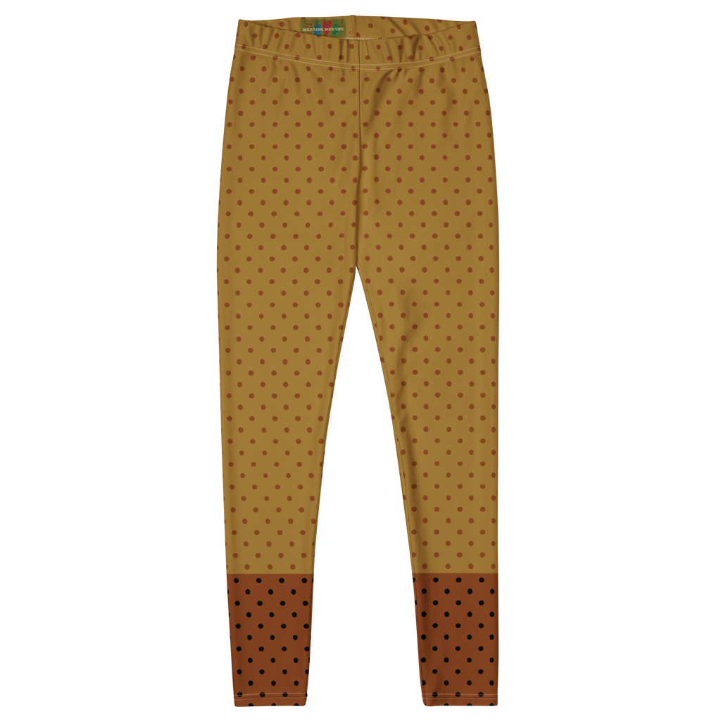 Two-tone mustard and brown polka dot leggings by YéYé