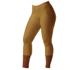 Two-tone mustard and brown polka dot leggings by YéYé