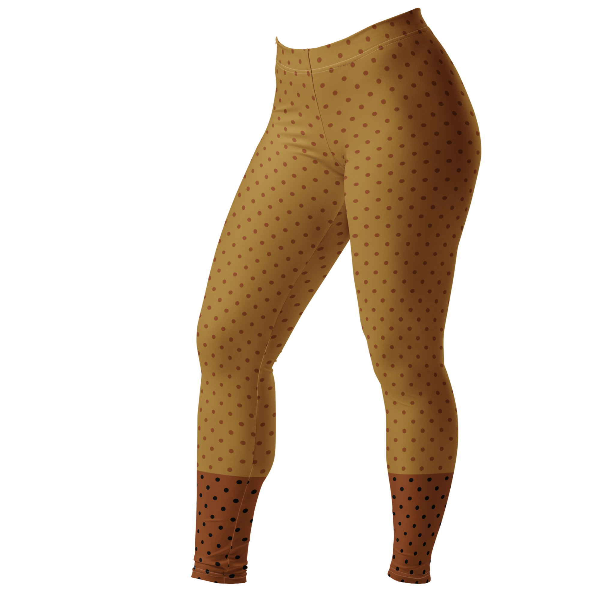 Two-tone mustard and brown polka dot leggings by YéYé