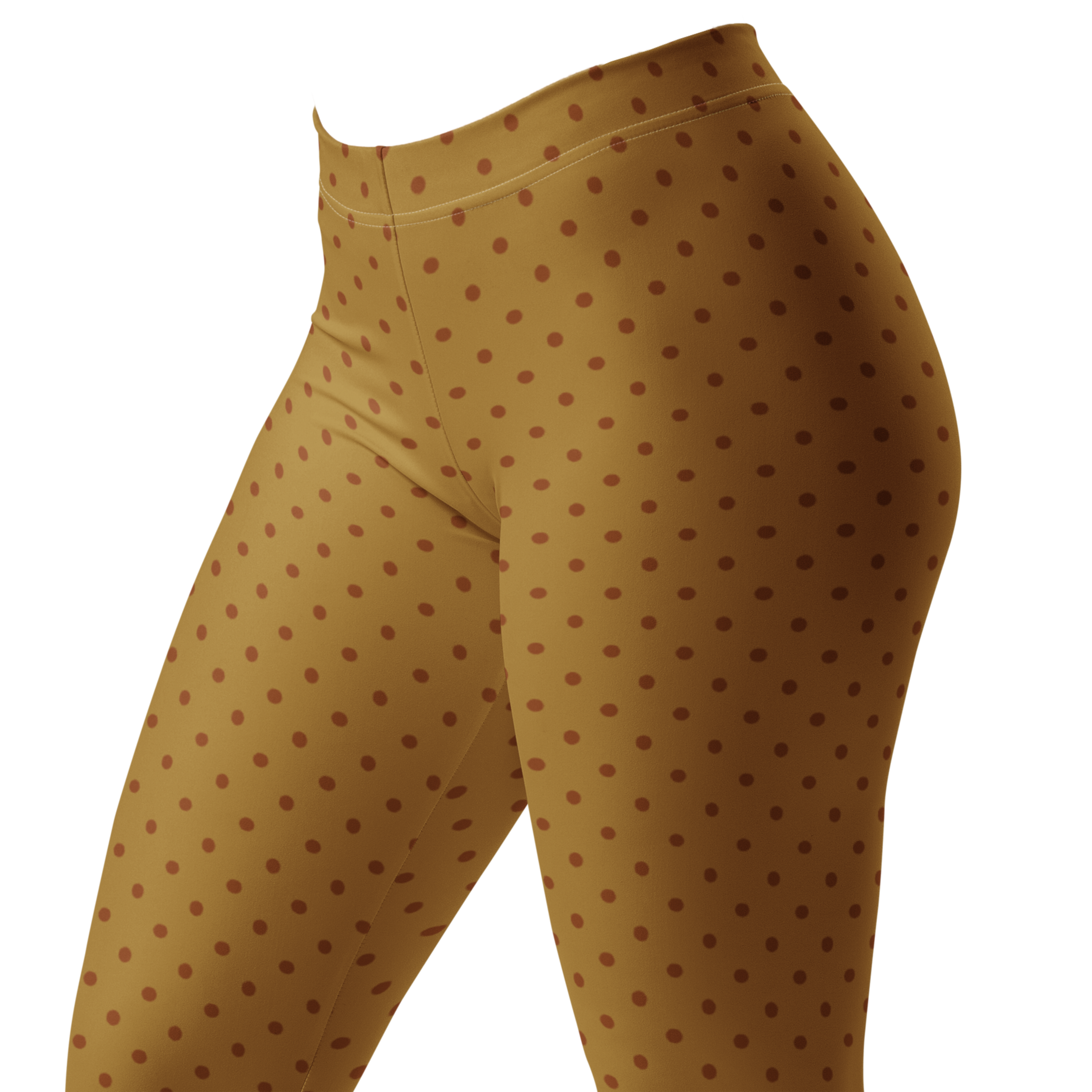 Two-tone mustard and brown polka dot leggings by YéYé