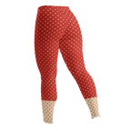 Two-tone red and cream polka dot leggings by YéYé back look