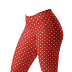 Two-tone red and cream polka dot leggings by YéYé zoom look