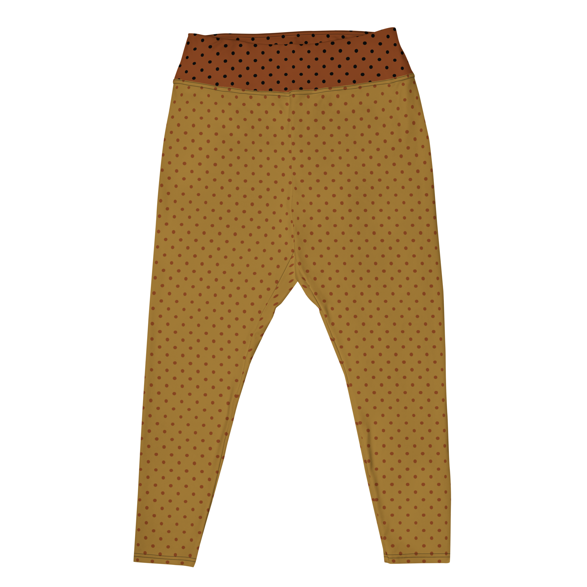 studio-yeye-dotty-plus-size-legging-brown-mustard-flat-front