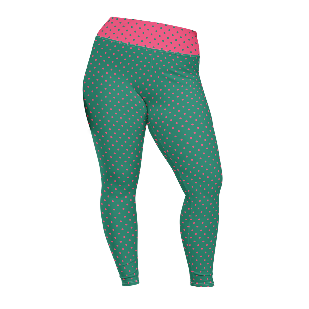 studio-yeye-dotty-plus-size-legging-mint-green-pink-front