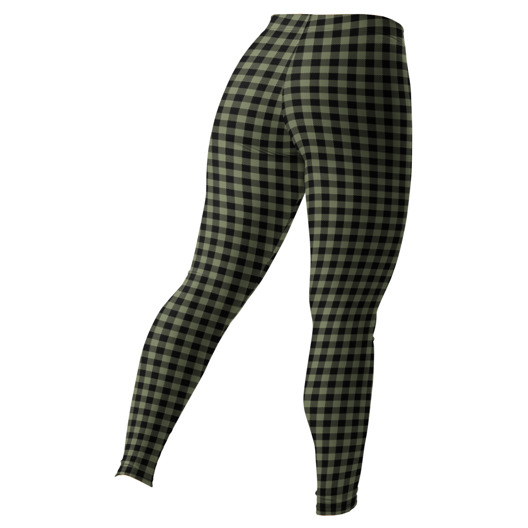 Moss green and black gingham leggings by YéYé - back