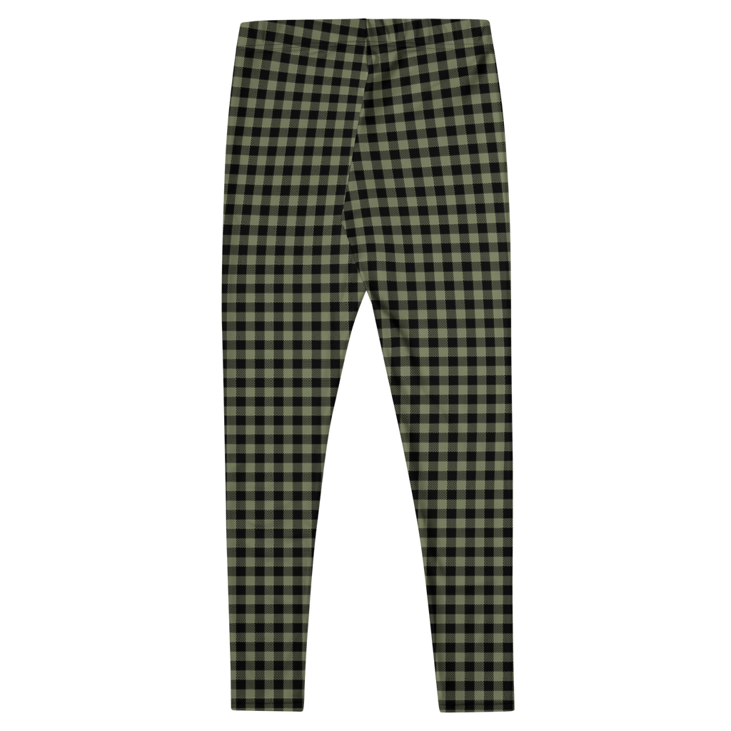 Moss green and black gingham leggings by YéYé - flat -back