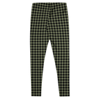 Moss green and black gingham leggings by YéYé - flat -back