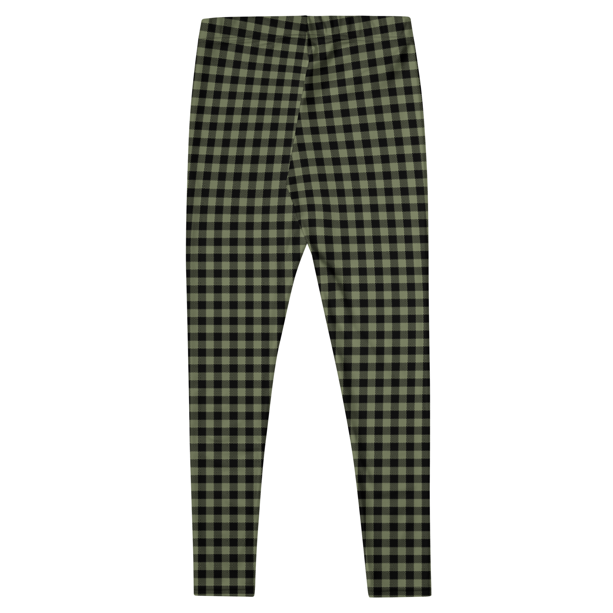 Moss green and black gingham leggings by YéYé - flat -back