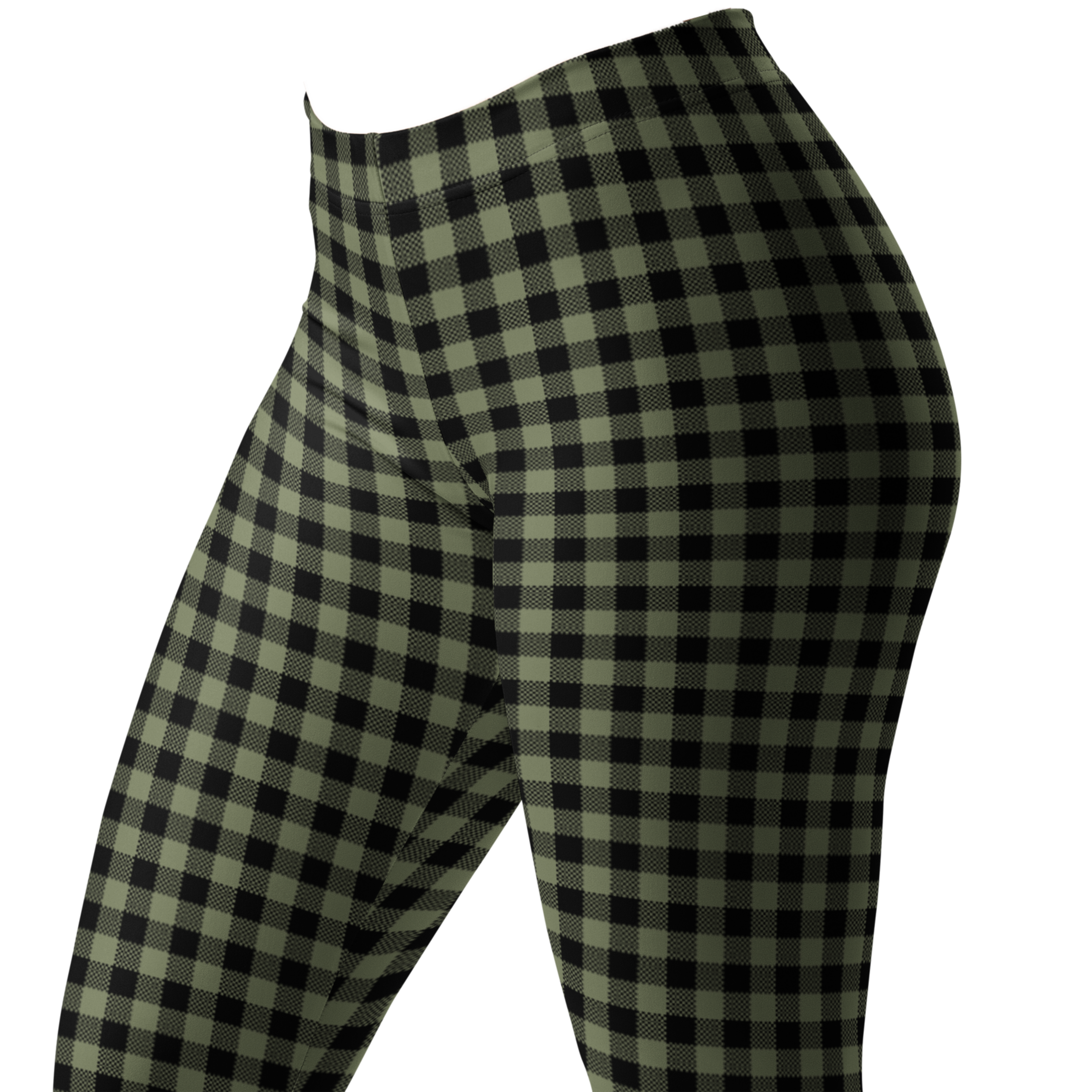 Moss green and black gingham leggings by YéYé - zoom - in