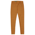 Hand-drawn grid mustard orange leggings with an organic, artistic twist. Recycled materials, UPF 50+, squat-proof.