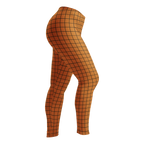 Hand-drawn grid dark mustard leggings with an organic, artistic twist. Recycled materials, UPF 50+, squat-proof.