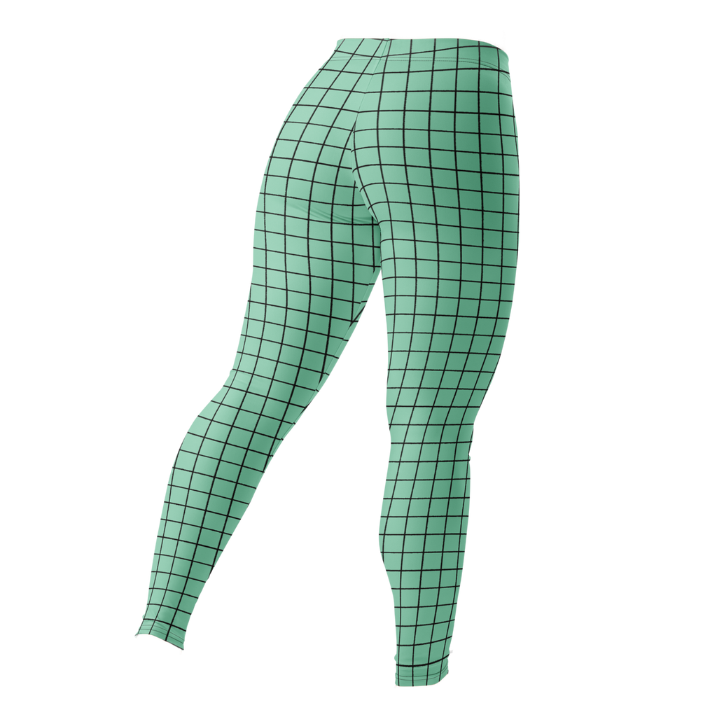 Mint green hand-drawn grid leggings by YéYé