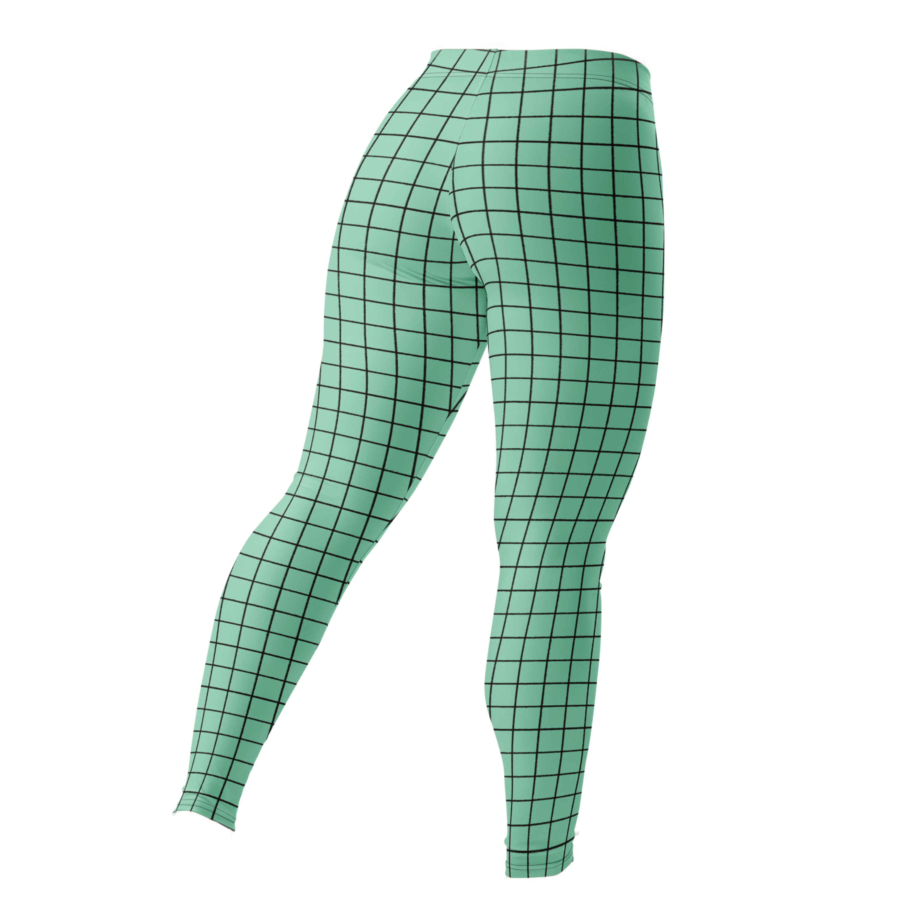 Mint green hand-drawn grid leggings by YéYé