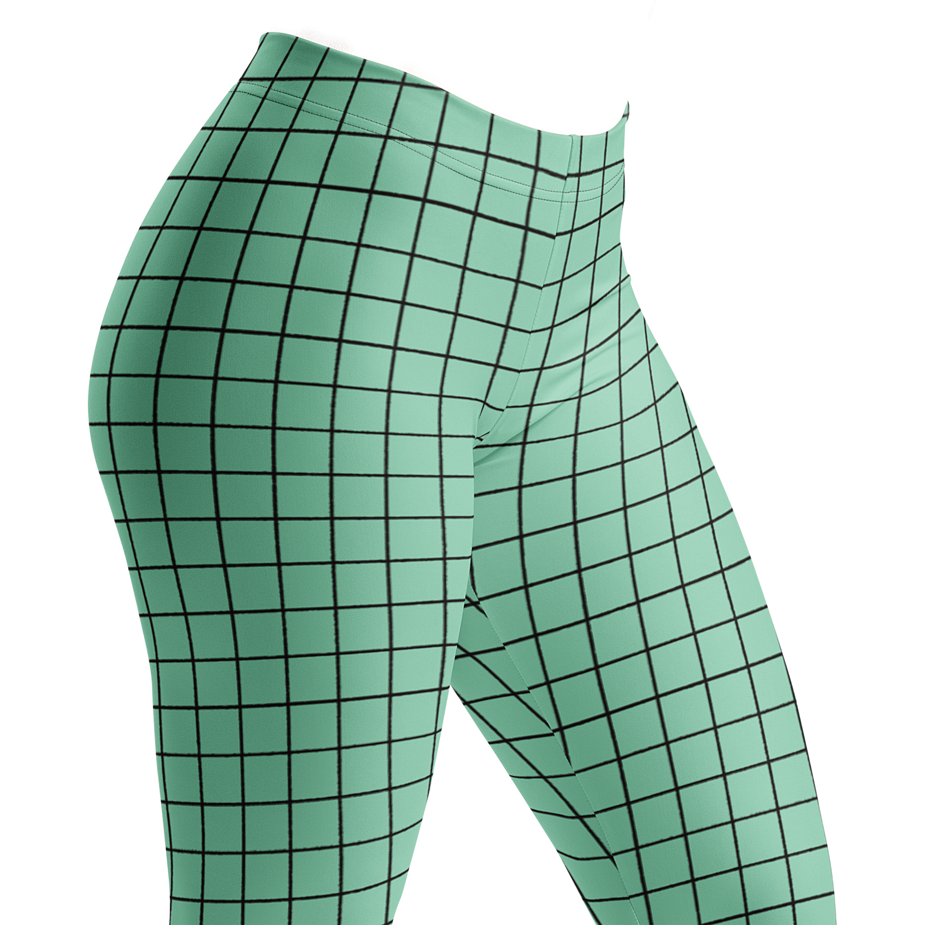 Mint green hand-drawn grid leggings by YéYé