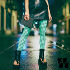 Mint green hand-drawn grid leggings by YéYé