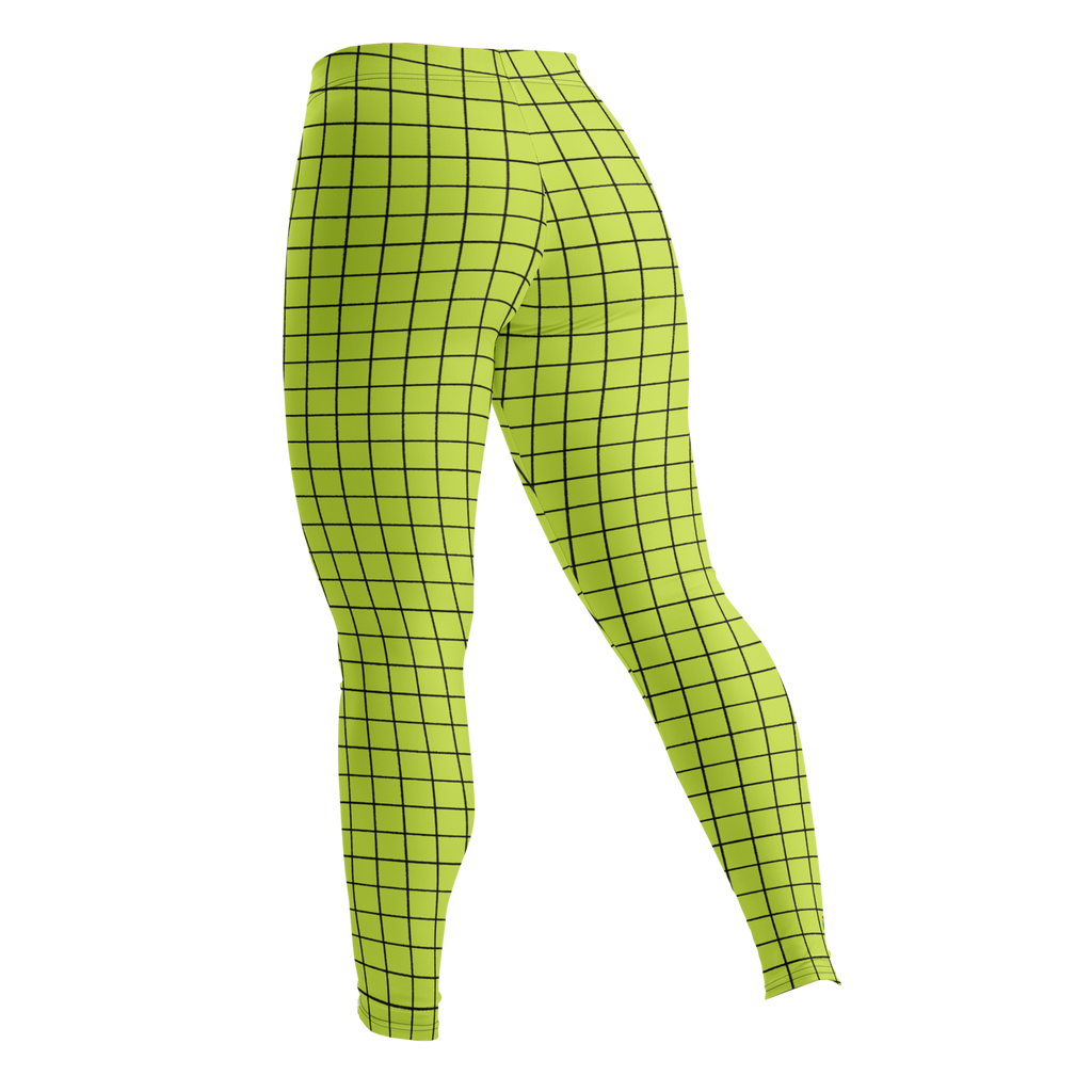 Neon yellow-yellow hand-drawn grid leggings by YéYé