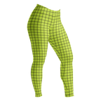 Neon yellow-yellow hand-drawn grid leggings by YéYé