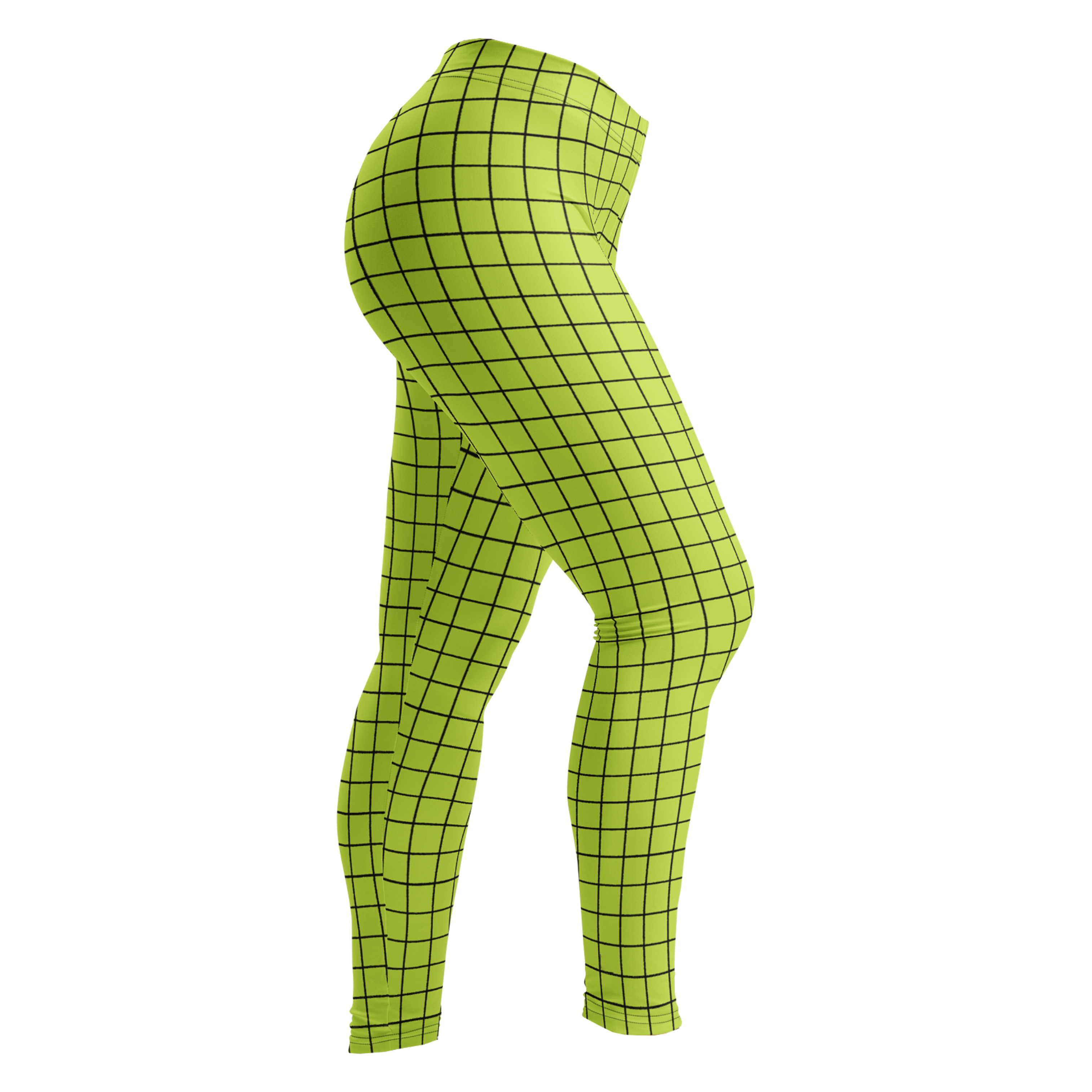 Neon yellow-yellow hand-drawn grid leggings by YéYé