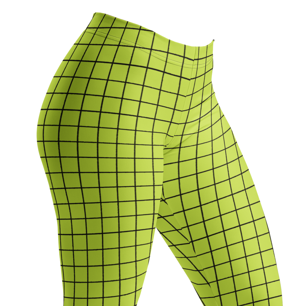 Neon yellow-yellow hand-drawn grid leggings by YéYé