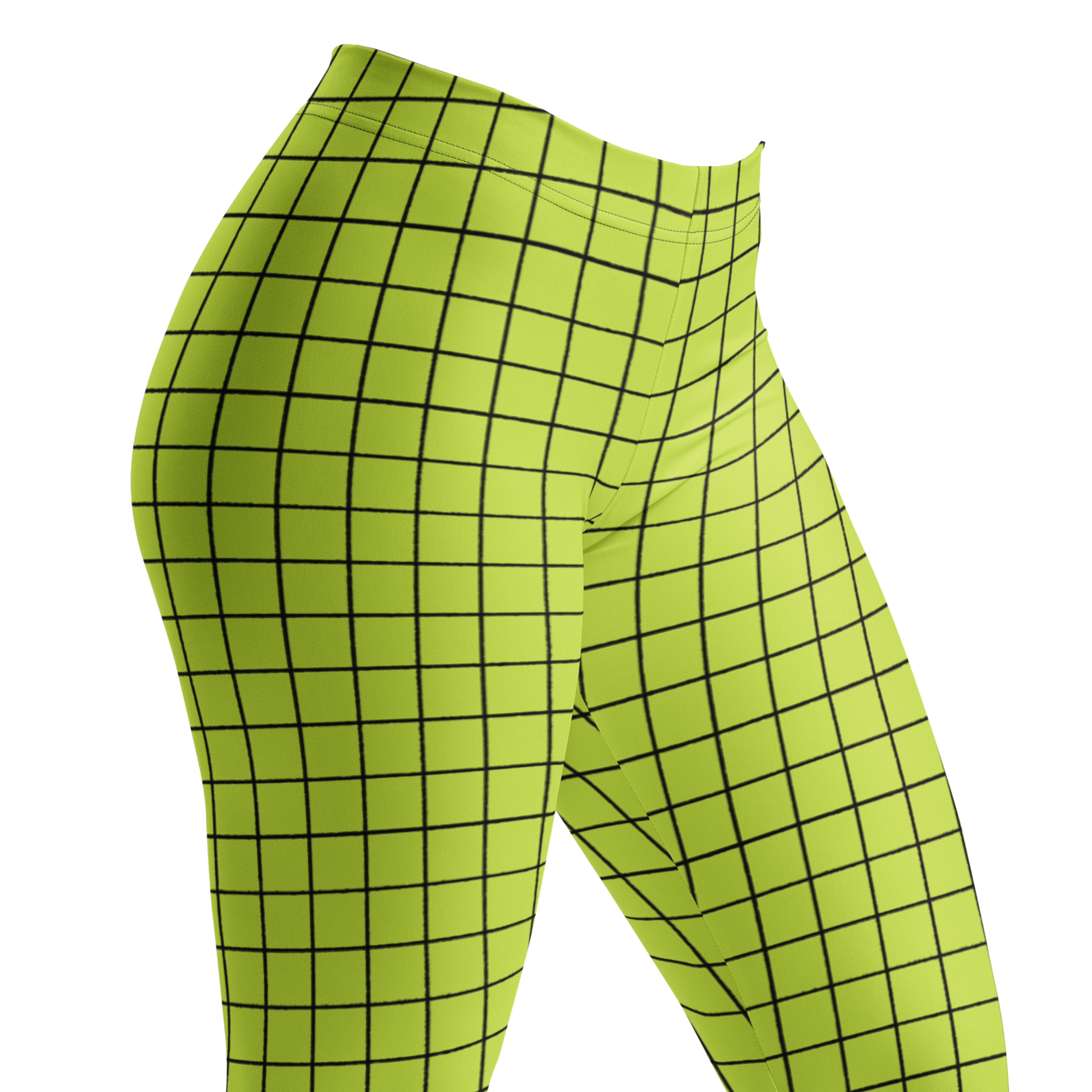 Neon yellow-yellow hand-drawn grid leggings by YéYé