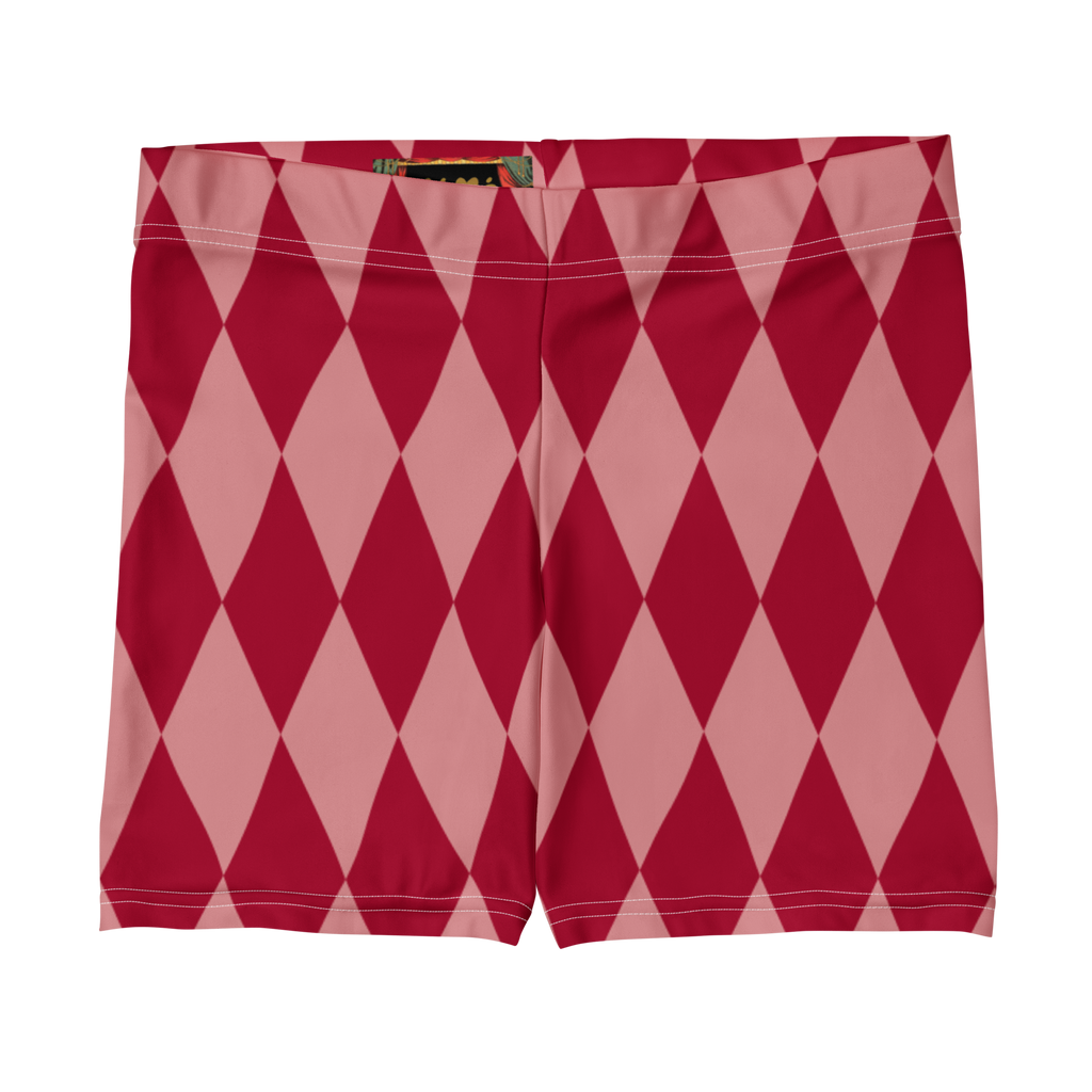 studio-yeye-harlequin-diamond-bike-shorts-pink-red-front